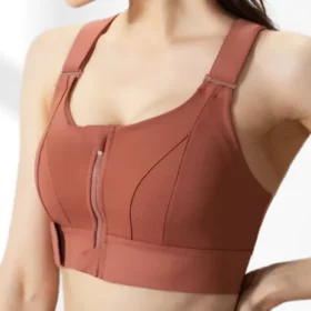 zip front sports bra high impact