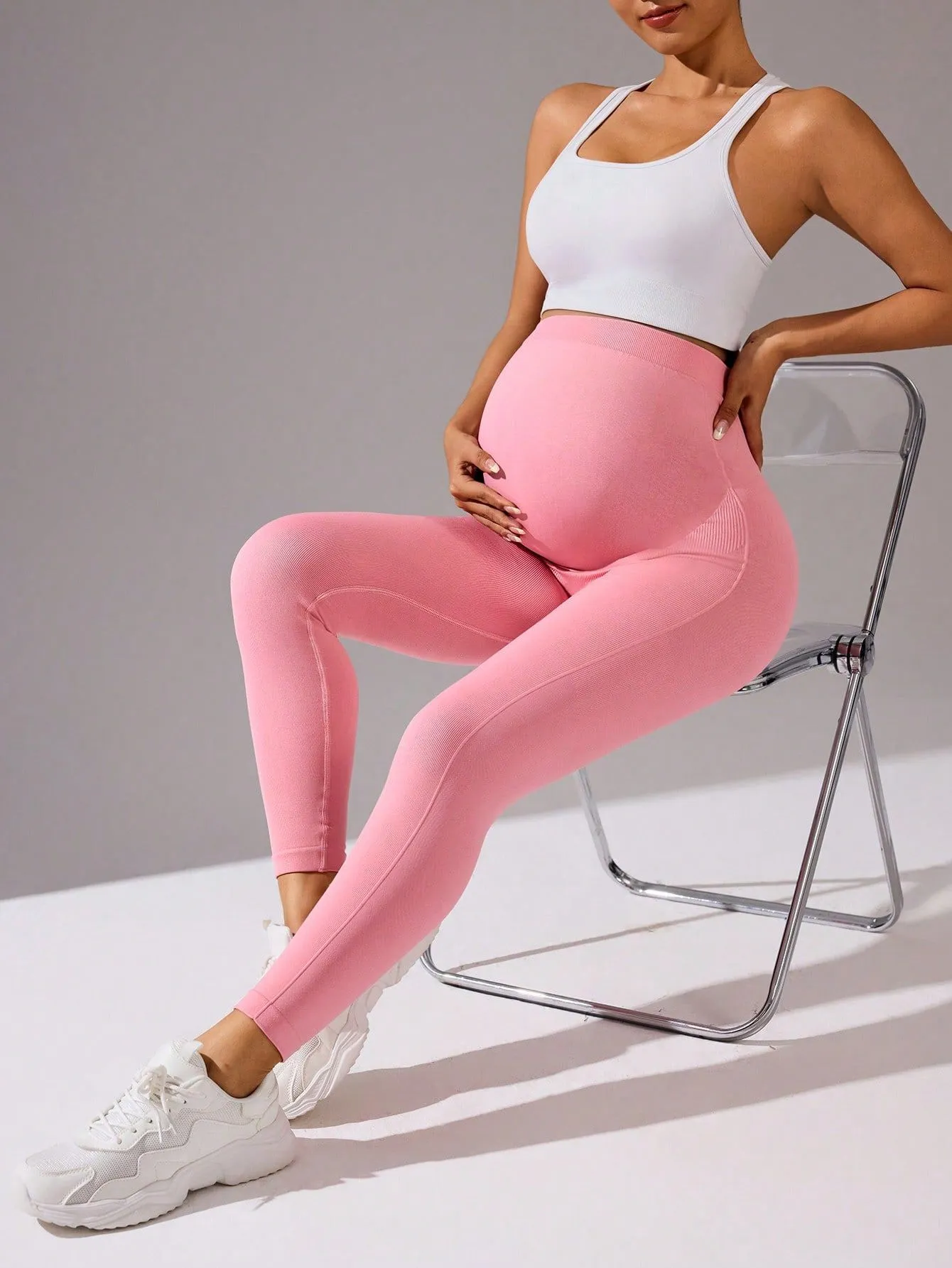 Coral Pink maternity yoga leggings