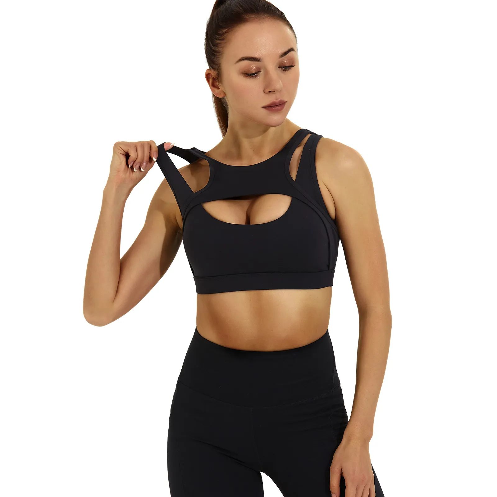 black halter workout tank tops