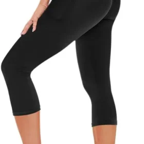 black womens capri leggings with pockets