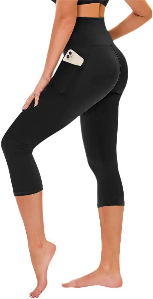 black womens capri leggings with pockets