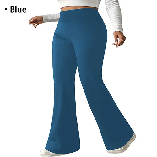 blue plus size flare leggings