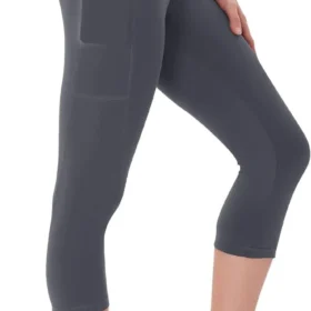 grey womens capri leggings with pockets