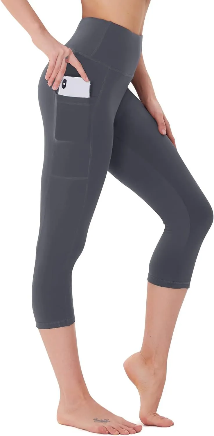 grey womens capri leggings with pockets