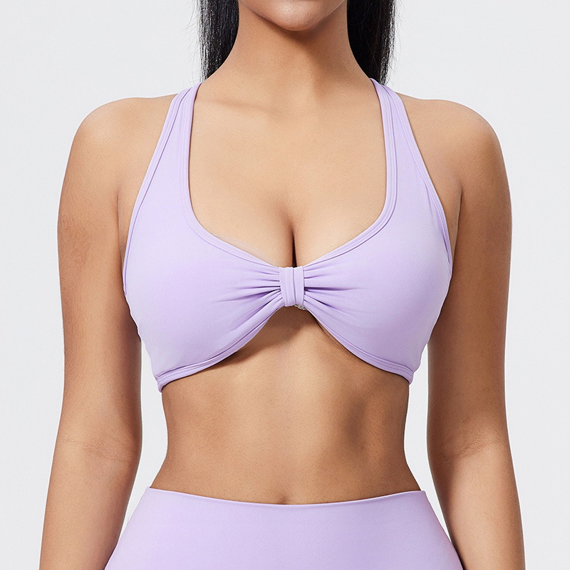 light purple cross back sports bra