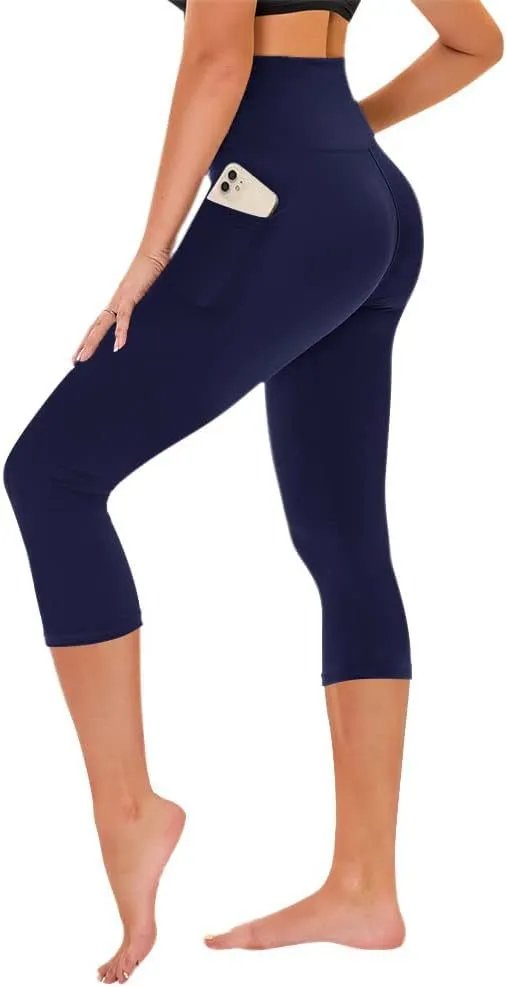 navy womens capri leggings with pockets