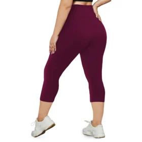 wine red plus size capri leggings