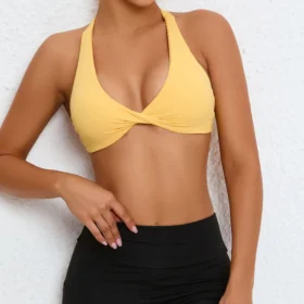 yellow halter sports bra